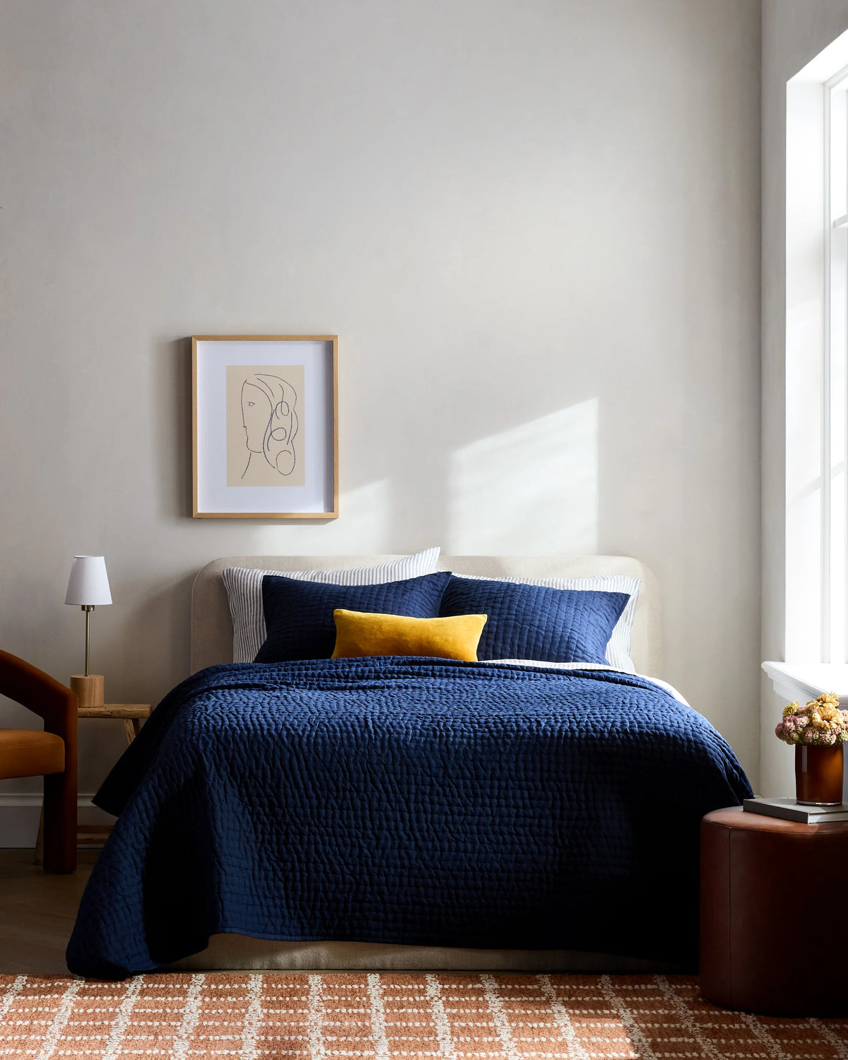 European Linen Cotton Stitch Sham Set - Standard / Stone
