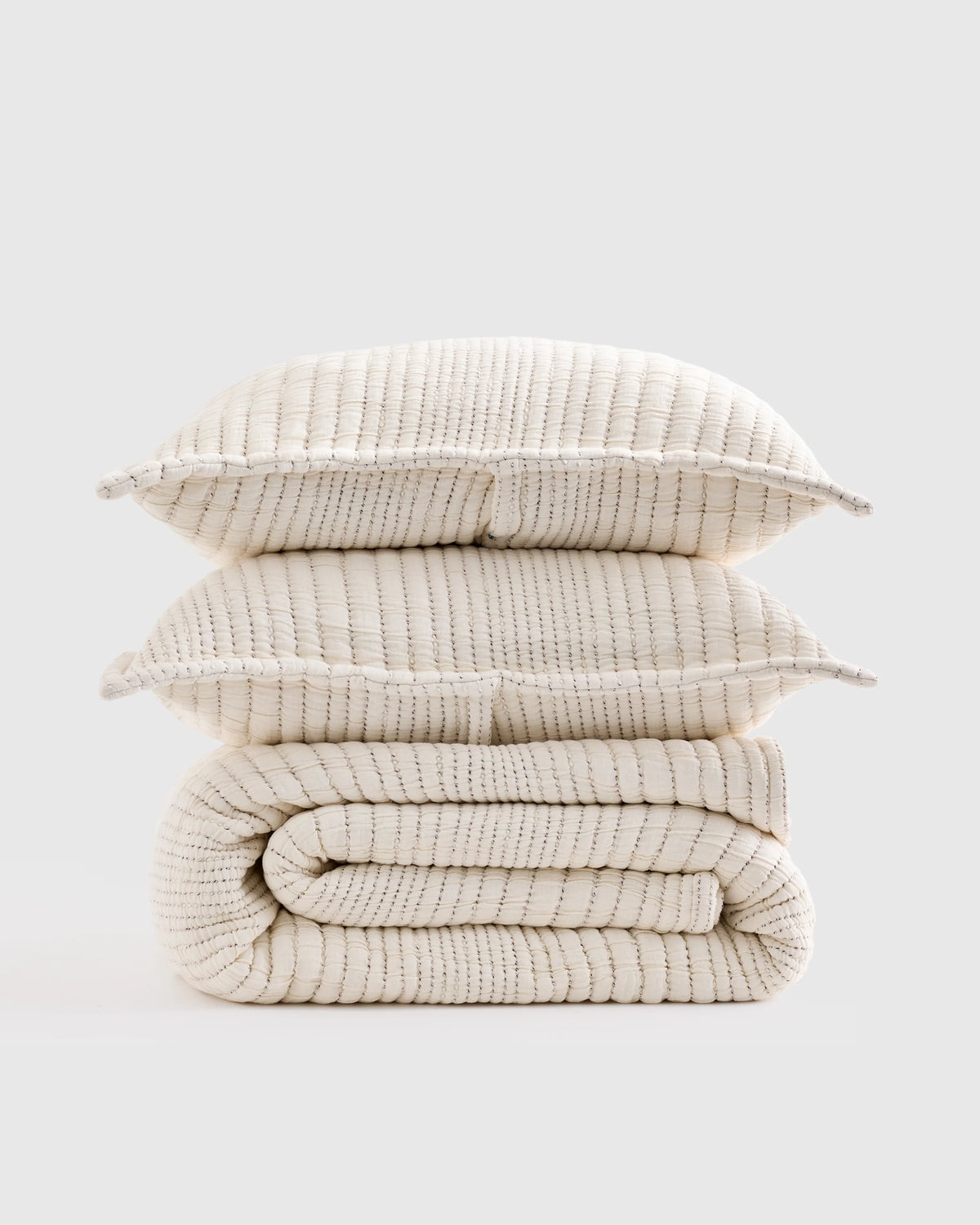 Organic Cotton Channel Stitch Coverlet Set - Twin / Coral Pink