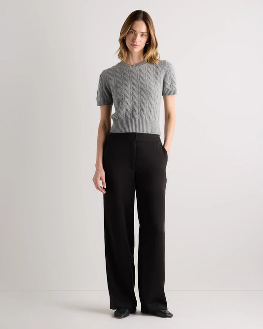 Mongolian Cashmere Shrunken Cable Tee - XS / Ivory