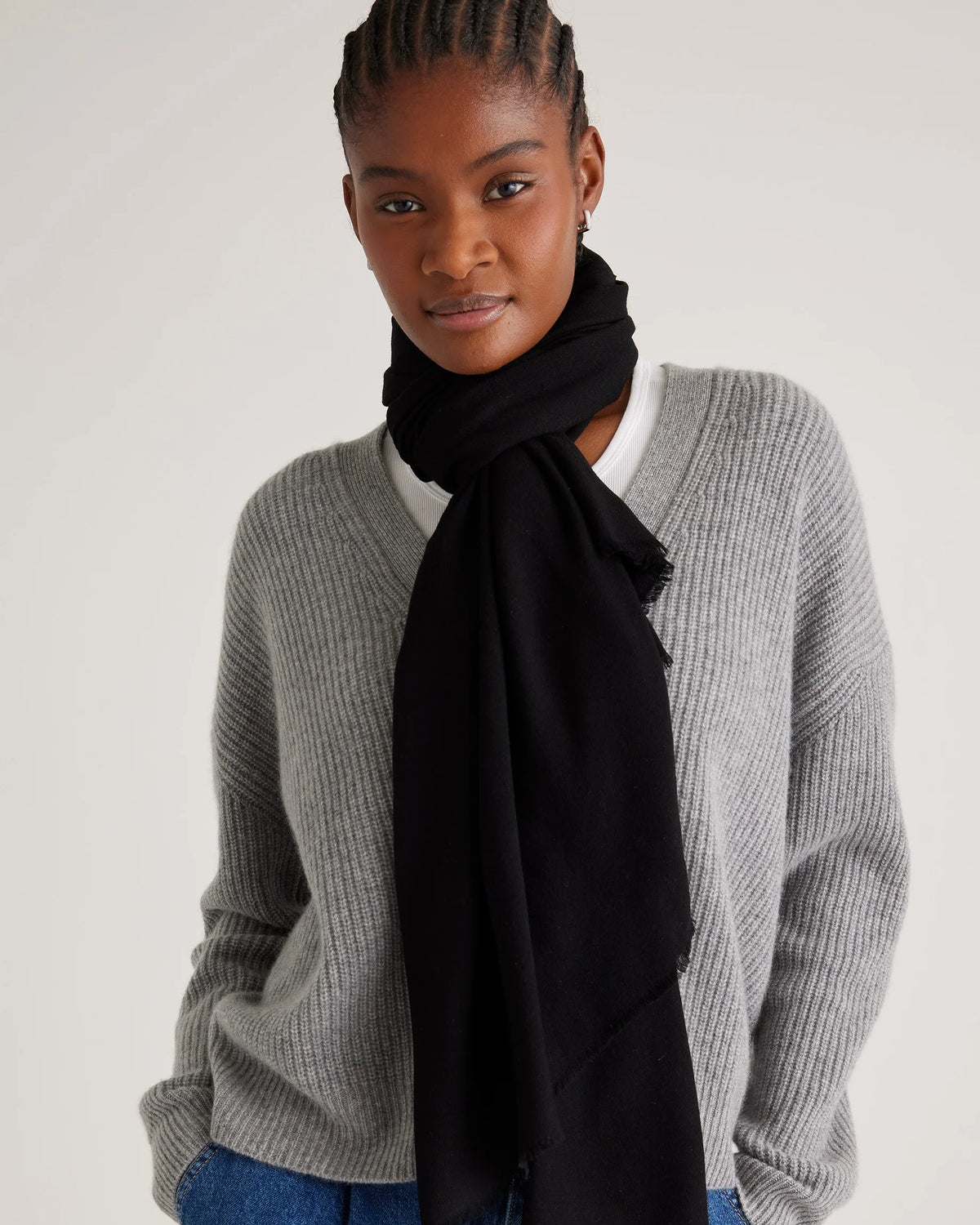 100% Pashmina Wool Scarf - One Size / Black