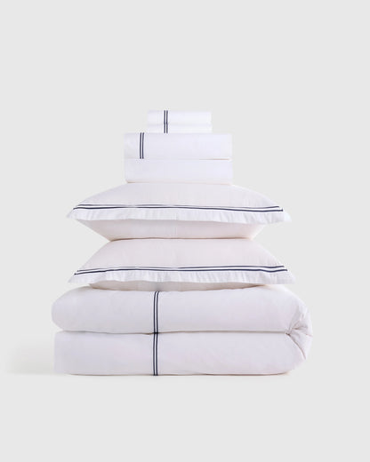 Organic Crisp Percale Deluxe Bedding Bundle - Twin / White
