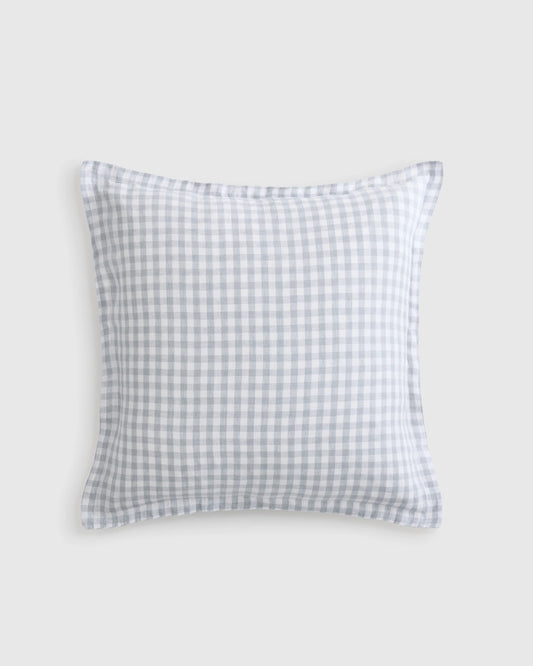 European Linen Gingham Euro Sham - Euro / Blue Fog