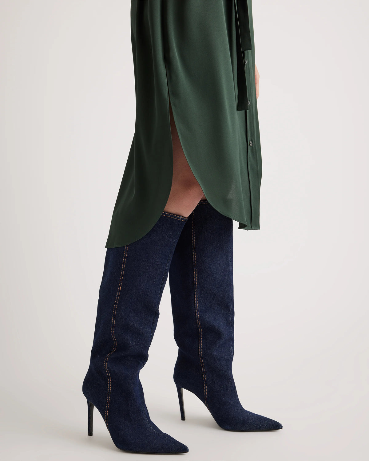 Washable Stretch Silk Midi Shirt Dress - XS / Black