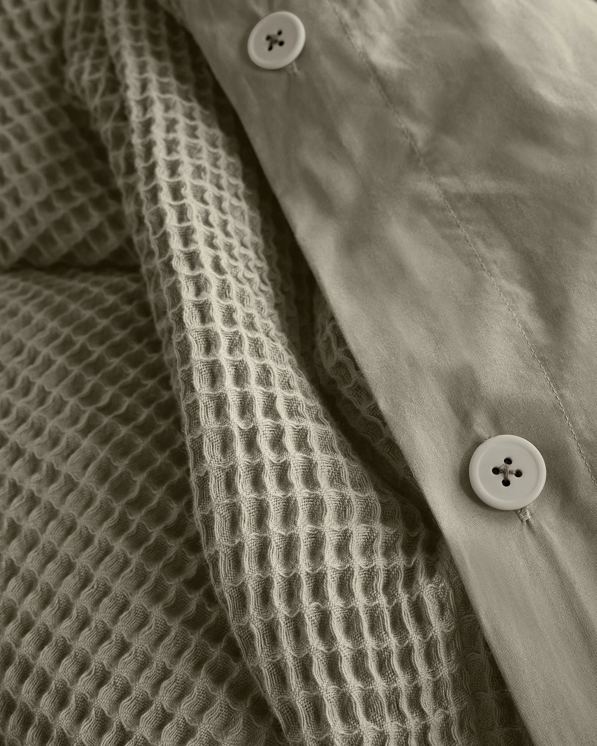 Organic Waffle Duvet Cover Set - Twin / White