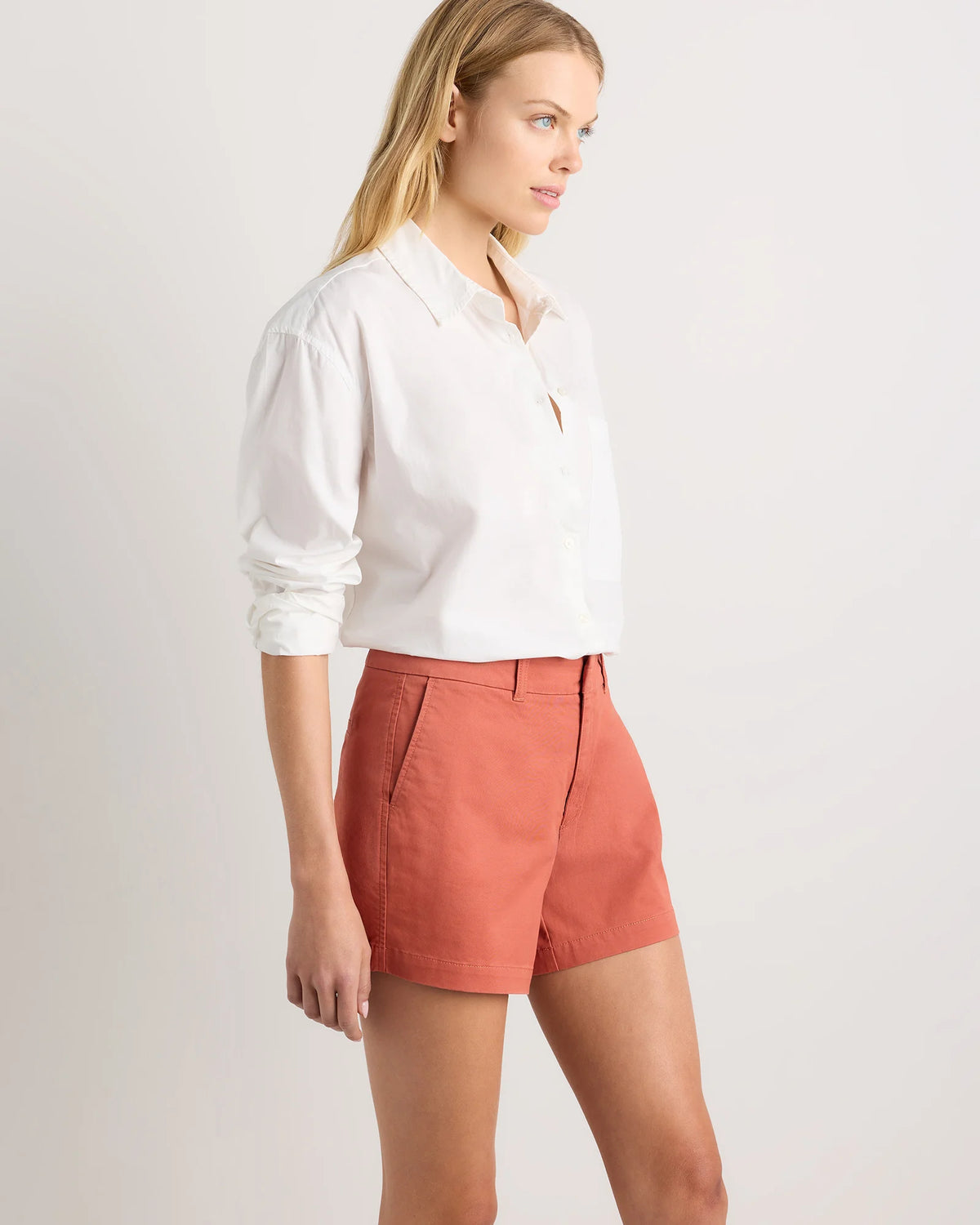 Organic Stretch Cotton Chino Shorts - 0 / Shell Pink