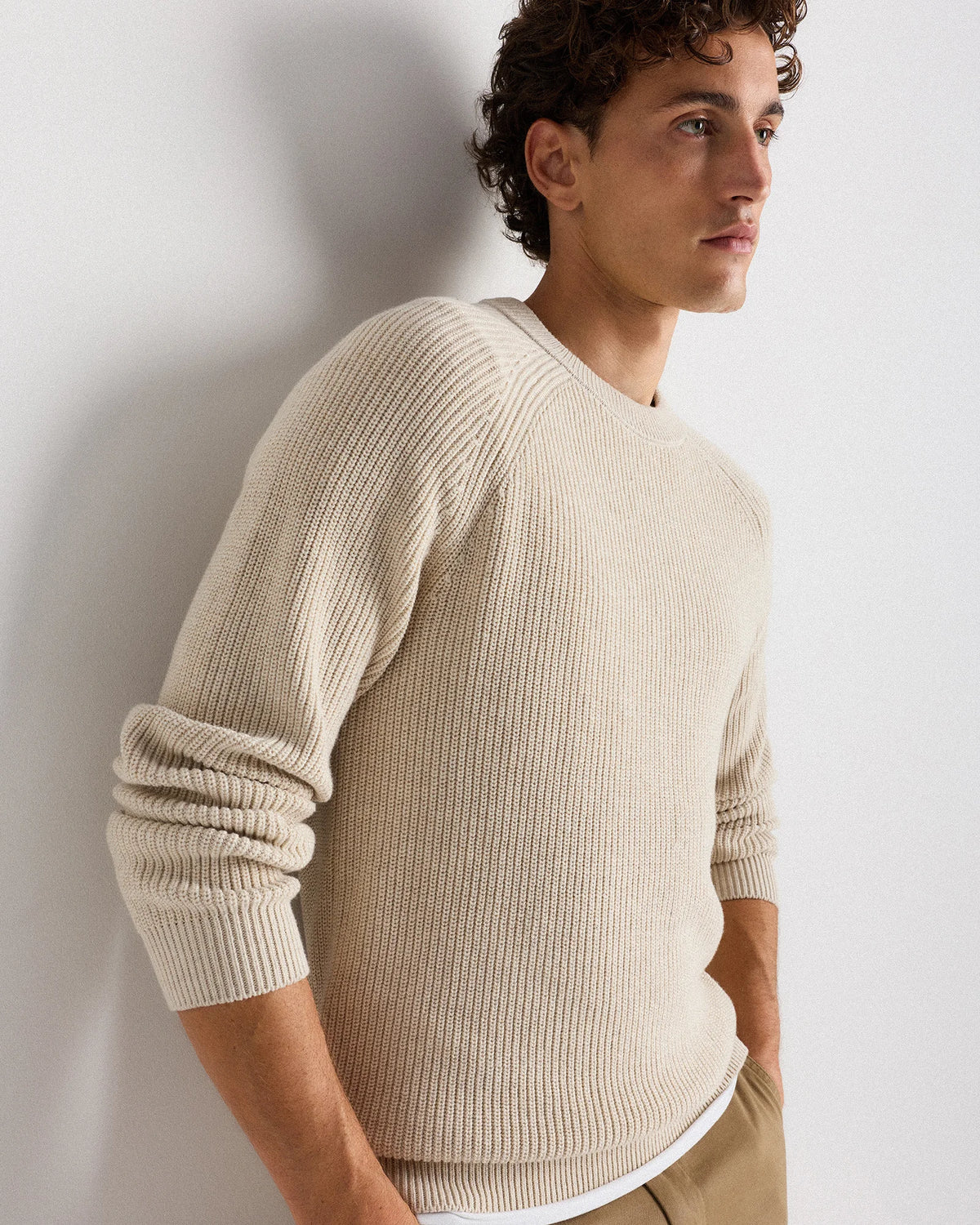 100% Organic Cotton Ribbed Crewneck Sweater - XS / Bahia Blue
