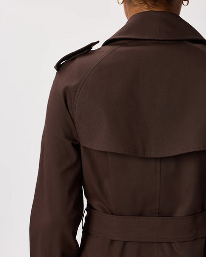 Comfort Stretch Long Trench Coat - XS / Dark Khaki