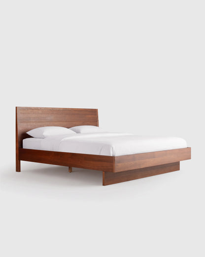 Solid Wood Platform Bed - Queen / Walnut Brown