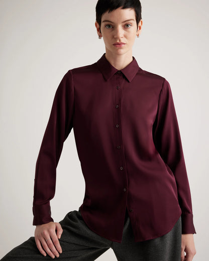Washable Stretch Silk Blouse - XS / Moonstone Blue