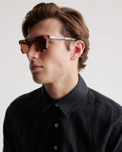 Luna Polarized Acetate Sunglasses - Narrow / Tan Tortoise with Brown Lens