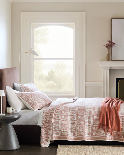 Organic Cotton Jacquard Floral Coverlet Set - Twin / Blue Fog