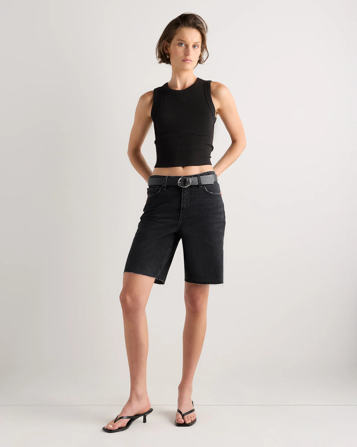 Maya Rigid Bermuda Shorts - 24 / Powder Blue Destruct