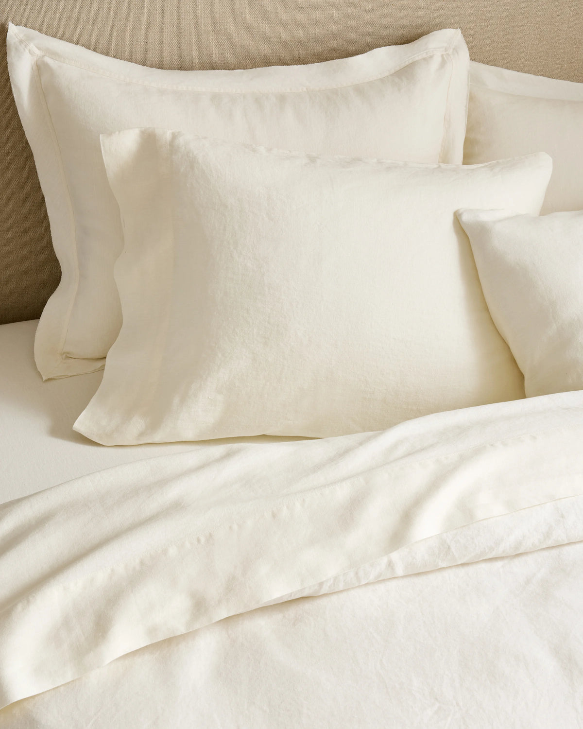 European Linen Double Flange Duvet Cover Set - Twin / Dusty Olive