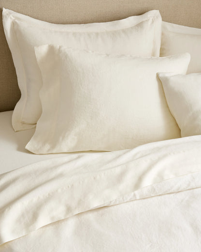 European Linen Double Flange Duvet Cover Set - Twin / Dusty Olive