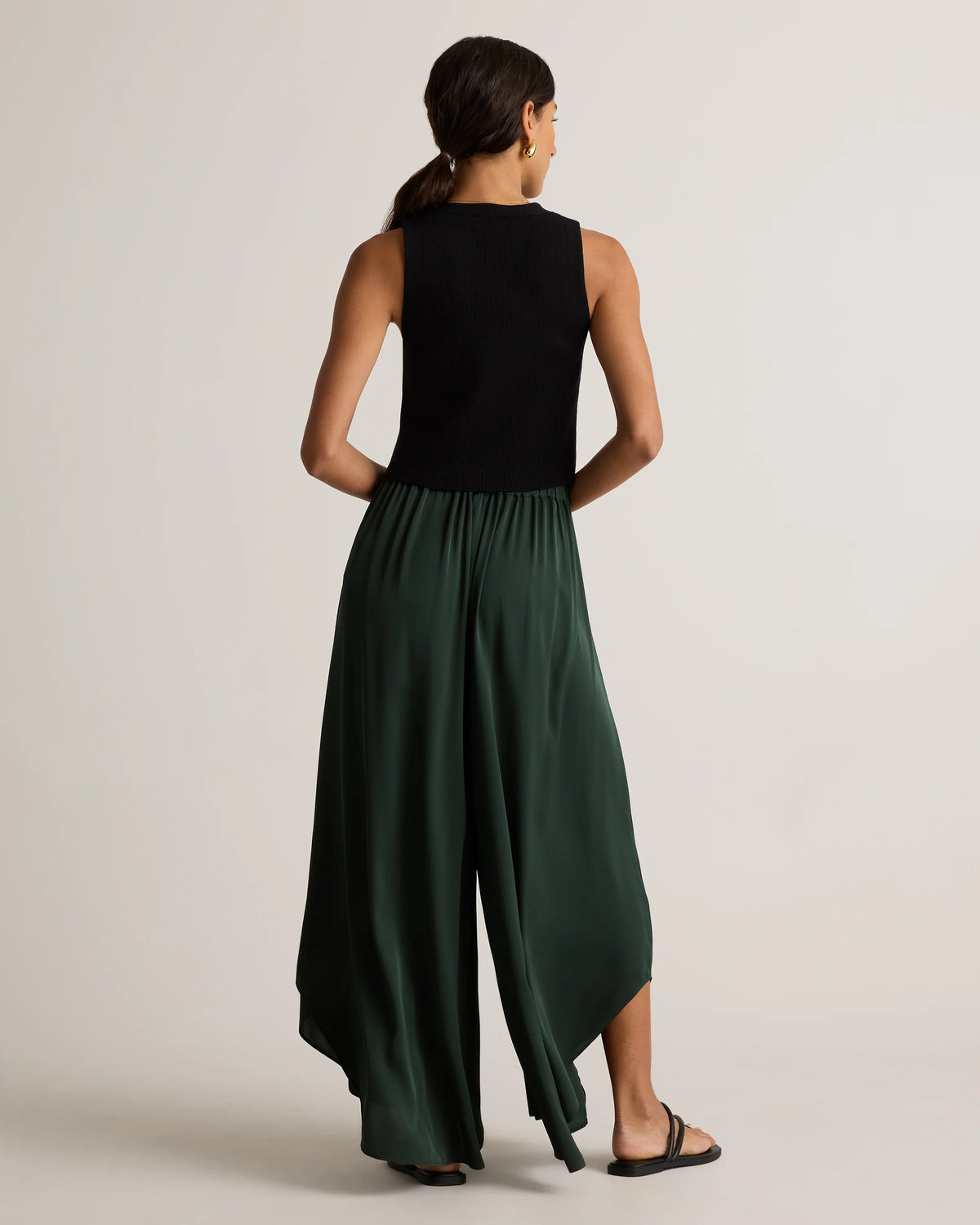 Washable Stretch Silk Palazzo Pants - XS / Black