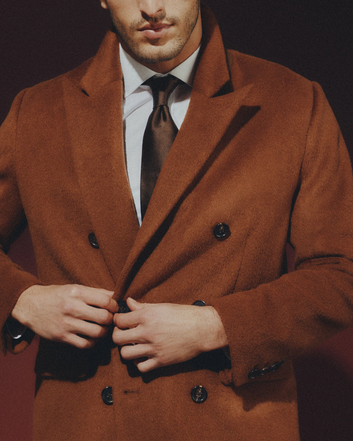 Camel Hair Double-Breasted Overcoat - S / Vicuna
