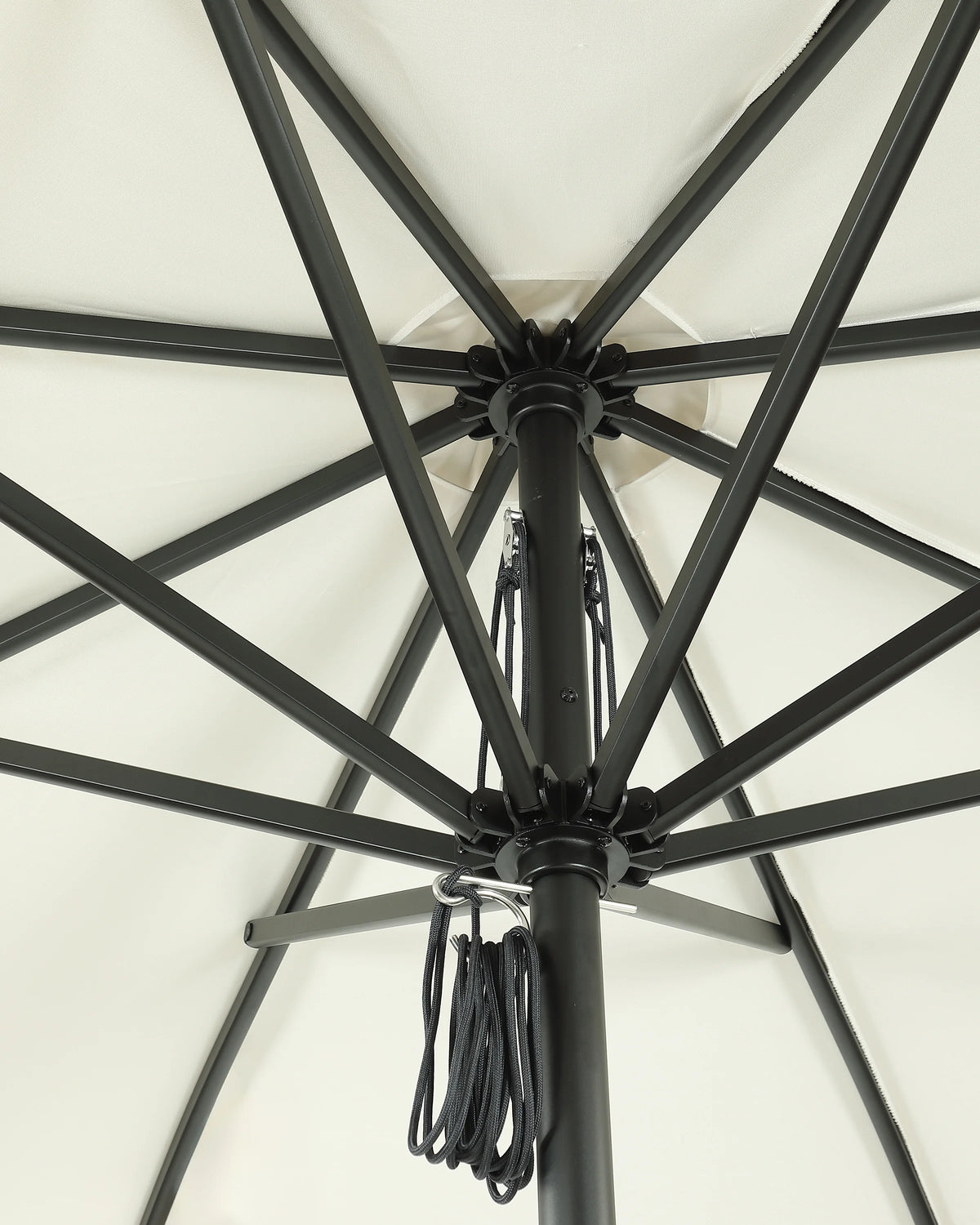 9' Round Sunbrella Outdoor Umbrella and Base - One Size / Natural/Black