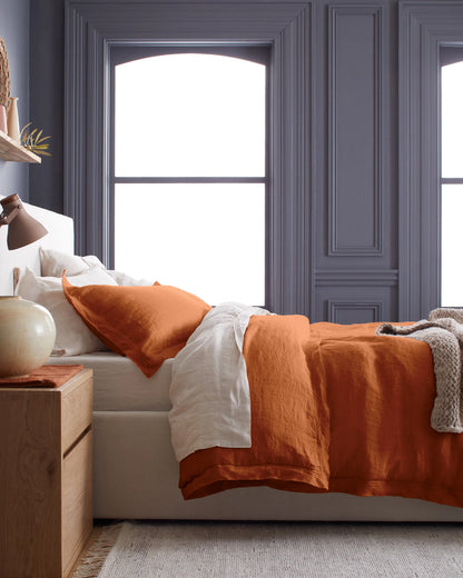 European Linen Double Flange Duvet Cover - Twin / Pine
