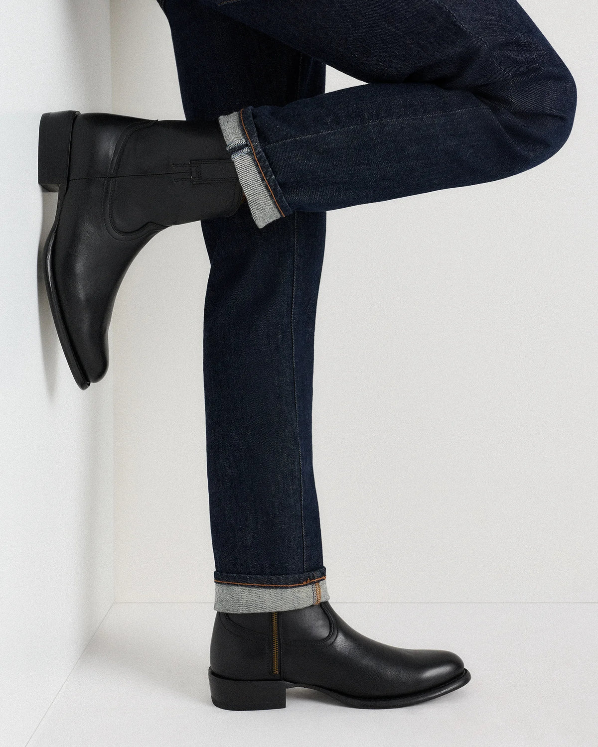 Crafted Leather Western Zip Boot - 7 / Dark Chocolate