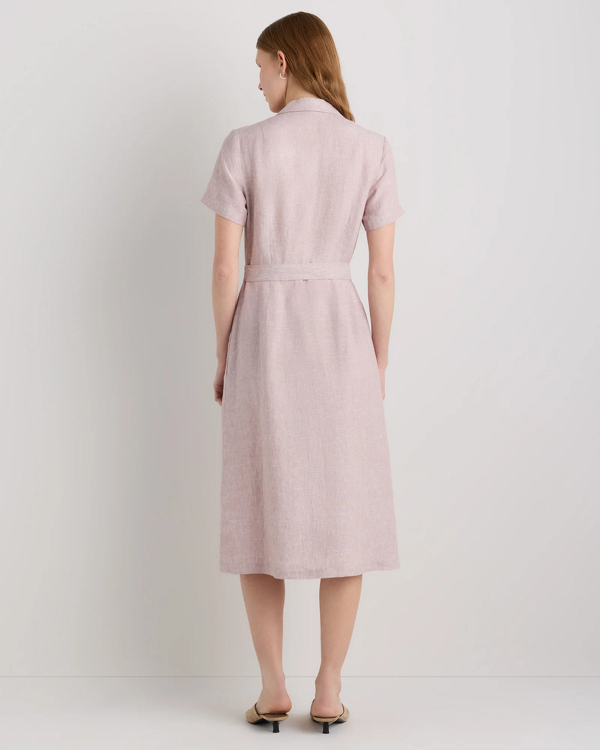 100% European Linen Button Front Dress - XS / Sky Blue Mariner Stripe