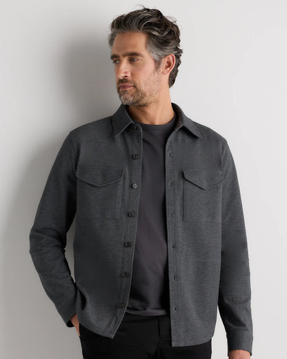 Cotton Pique Knit Overshirt - XS / Heather Charcoal