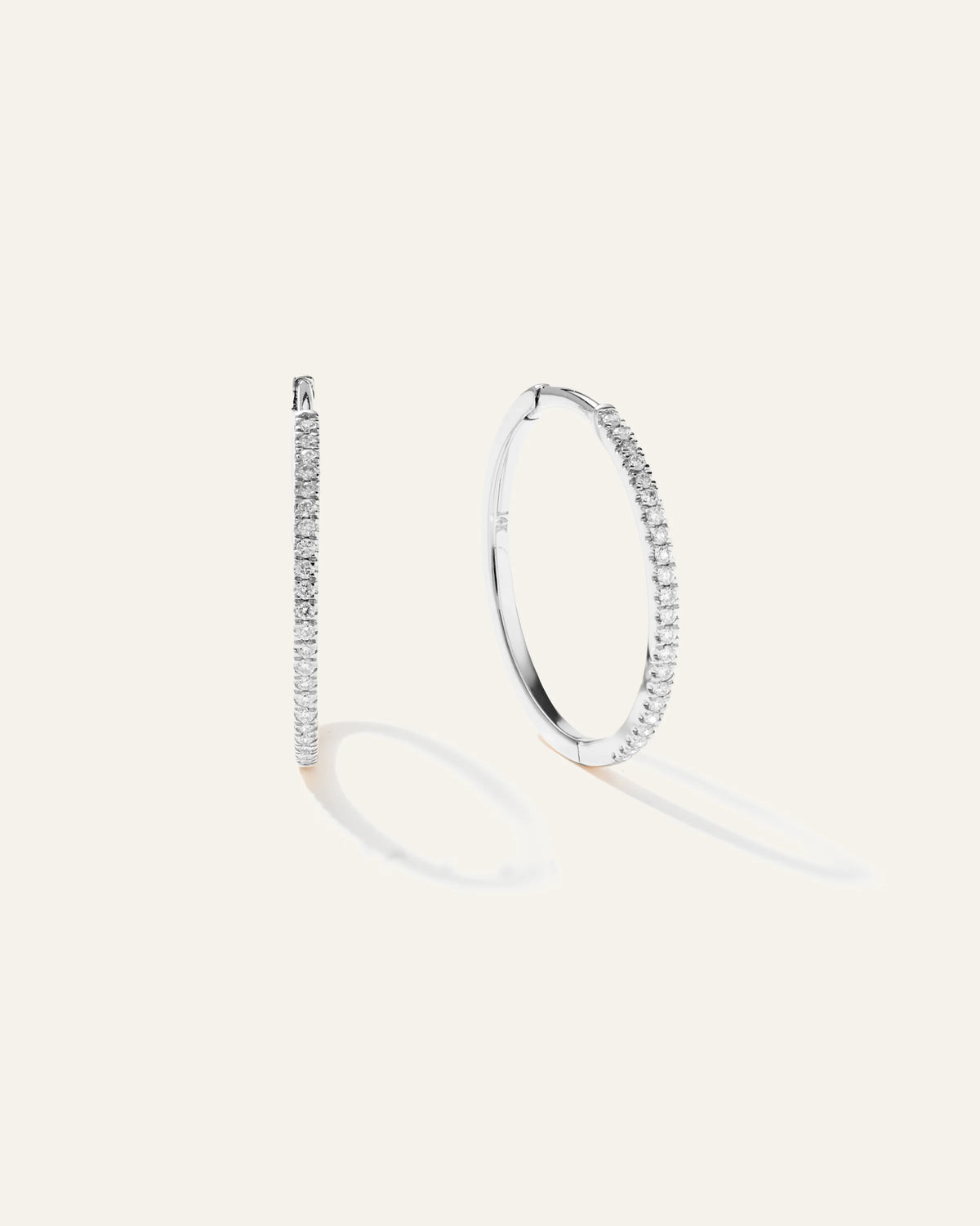 14K Gold Diamond Pave Hoops - One Size / Yellow Gold