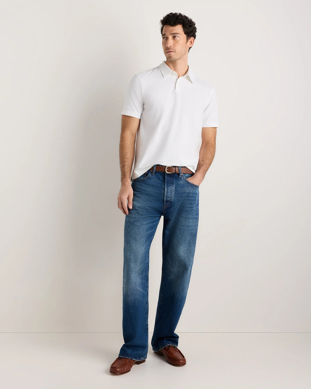 100% Organic Sueded Jersey Polo - S / Classic White
