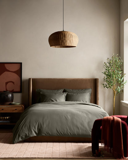 Organic Crisp Percale Duvet Cover Set - Twin / Espresso
