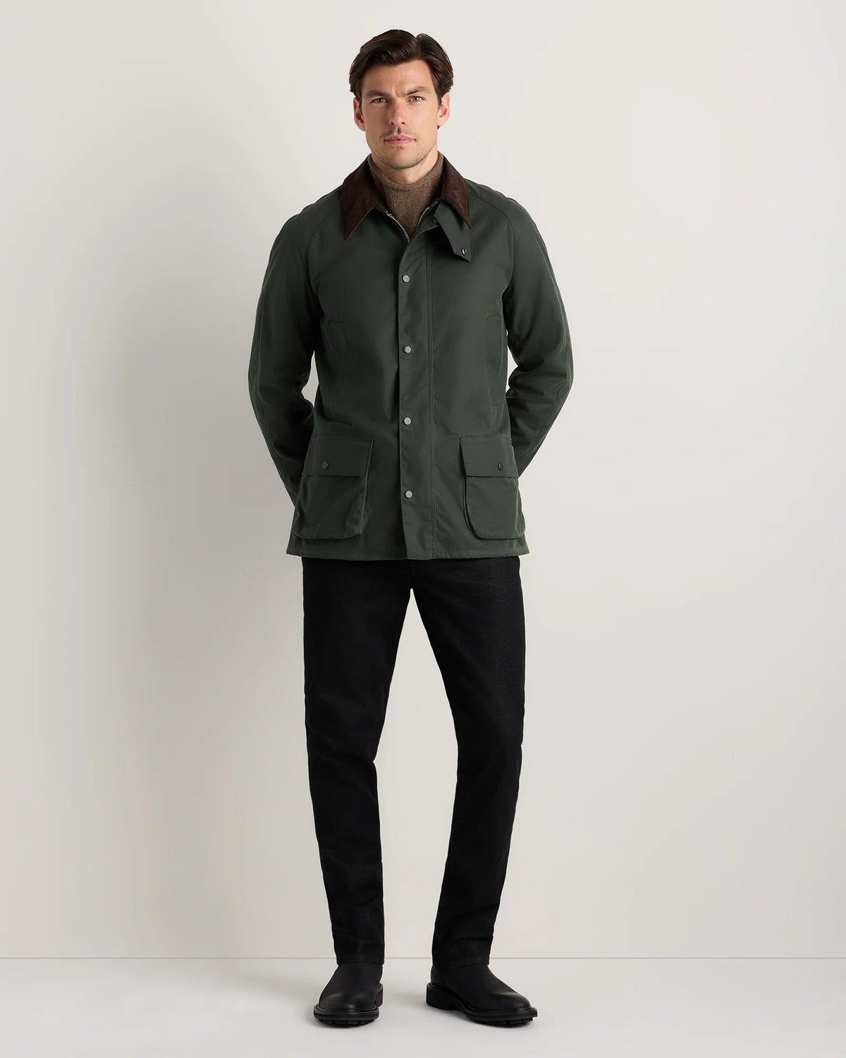 Organic Waxed Cotton Barn Jacket - S / Rustic Olive