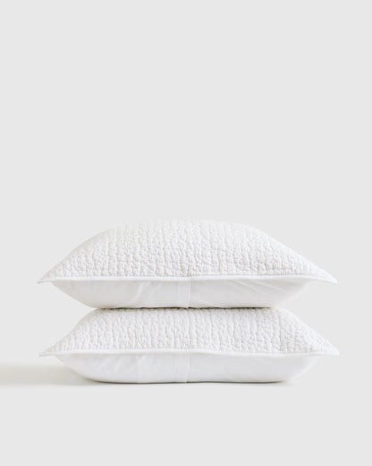 Organic Cotton Hand Stitched Quilted Sham Set - Standard / Ocean