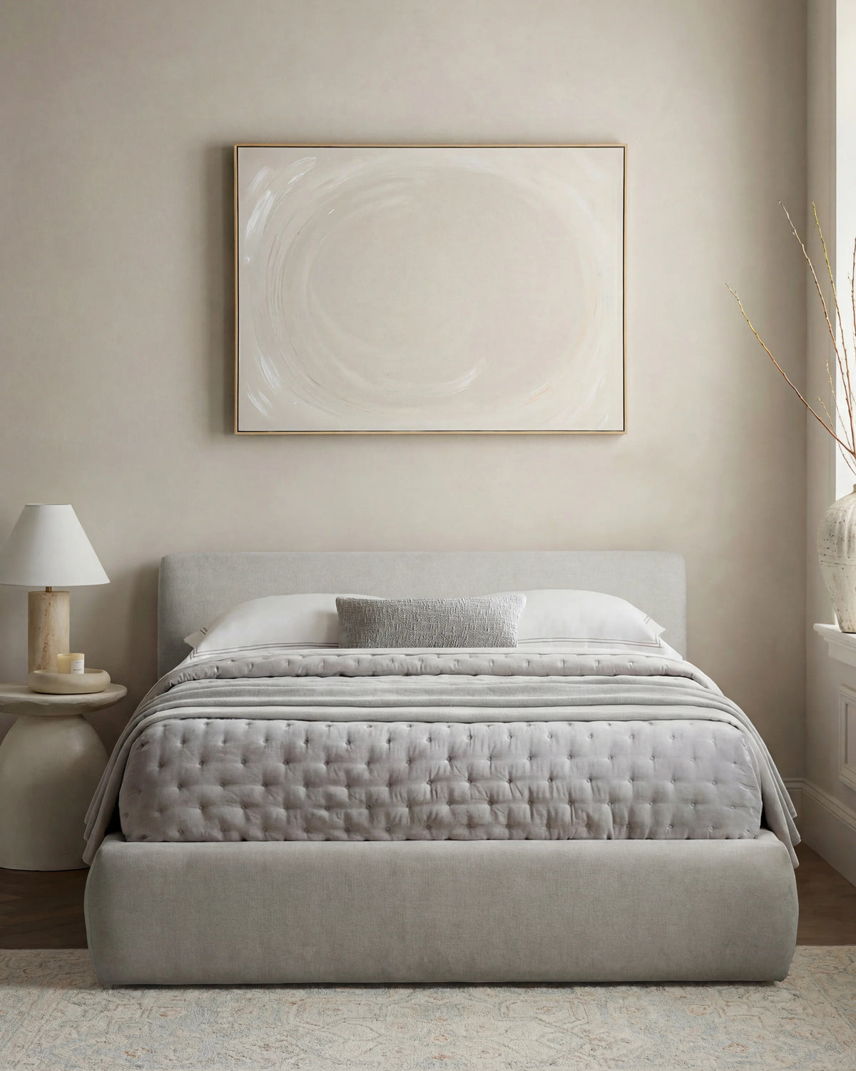 Plush Low Profile Platform Bed - Queen / Ivory