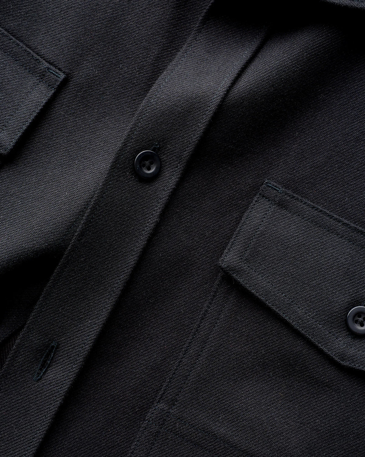 Brushed Cotton Wool Utility Overshirt - S / True Black
