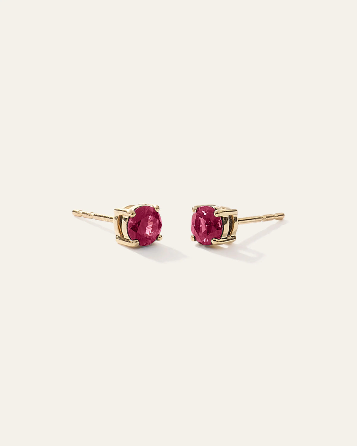 14K Gold Gemstone Solitaire Studs - One Size / Blue Sapphire
