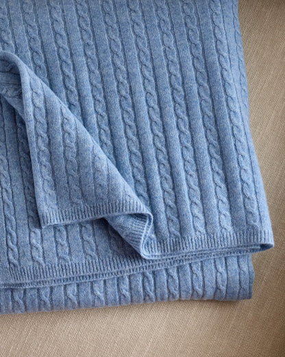 Cable Knit Cashmere Throw - 50x70 / Limoncello