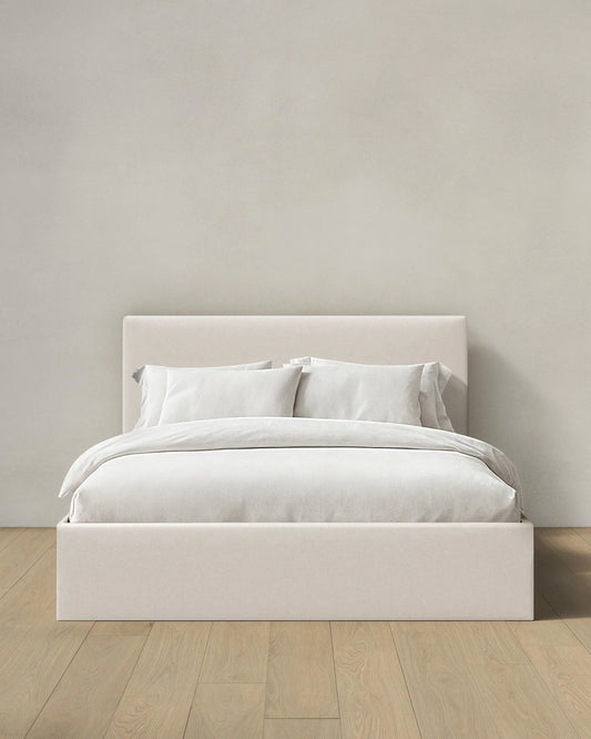 Square Bed in Performance Linen - Full / Ivory