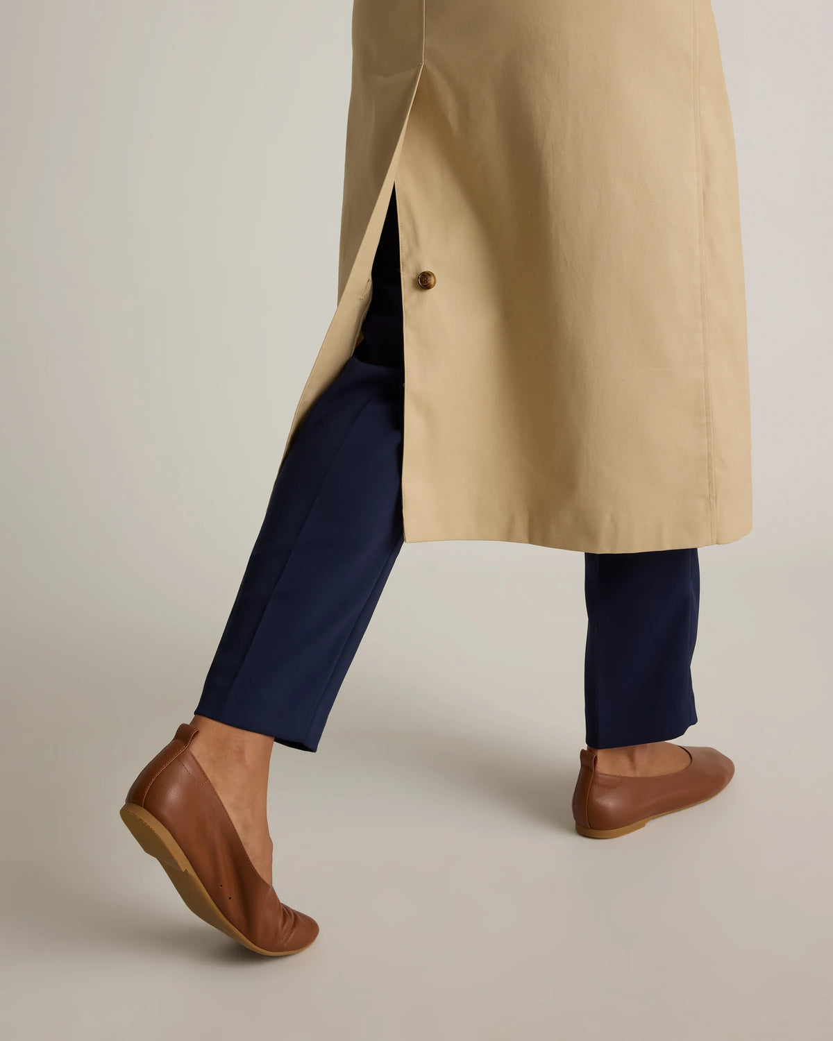 Comfort Stretch Long Trench Coat - XS / Dark Khaki