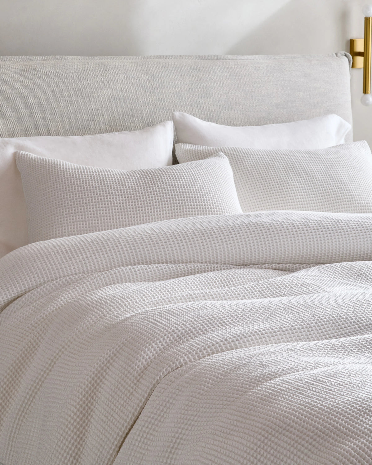 Organic Waffle Duvet Cover Set - Twin / White