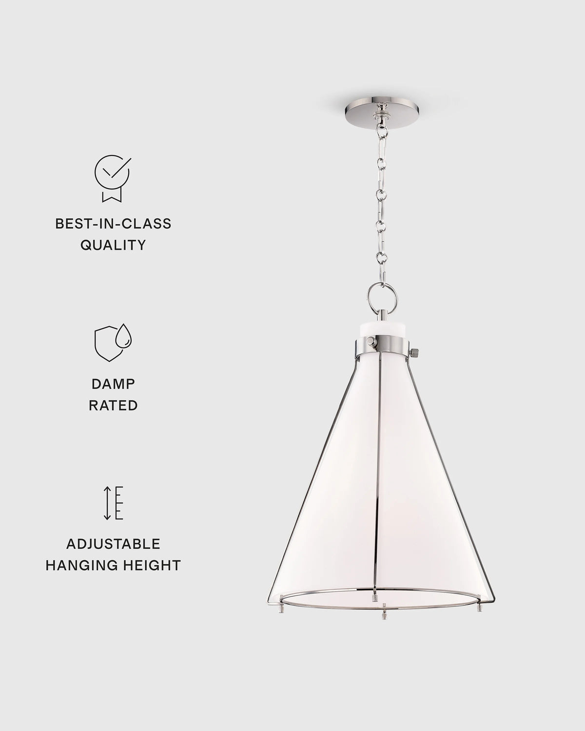 Iron and Opal Glass Conical Pendant Light - One Size / Brass