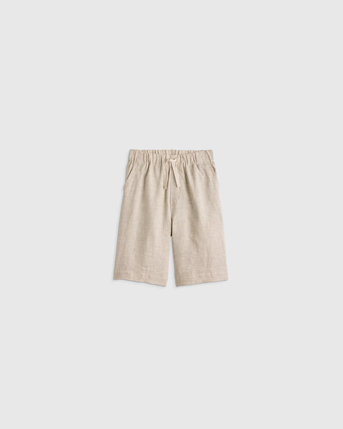 100% European Linen Pull-On Shorts - 2T / Blue Pinstripe