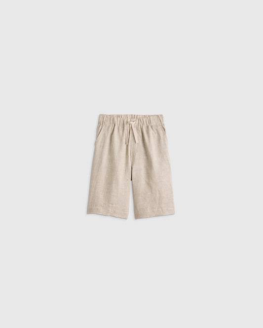 100% European Linen Pull-On Shorts - 2T / Blue Pinstripe
