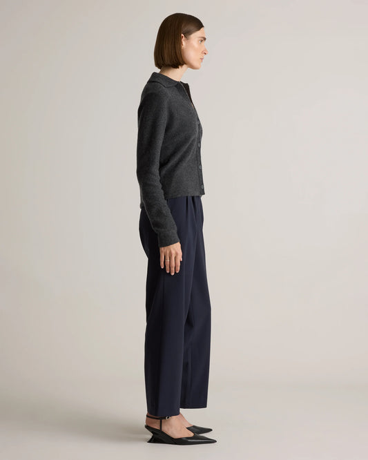 Mongolian Cashmere Collared Cardigan - XS / Heather Charcoal