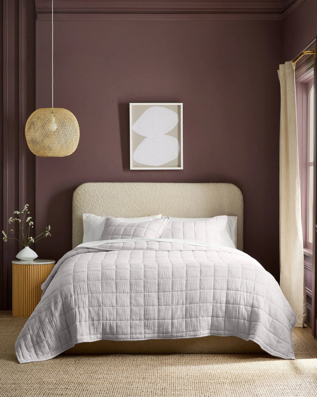 Organic Cotton Gauze Box Quilt Sham Set - Standard / Mineral