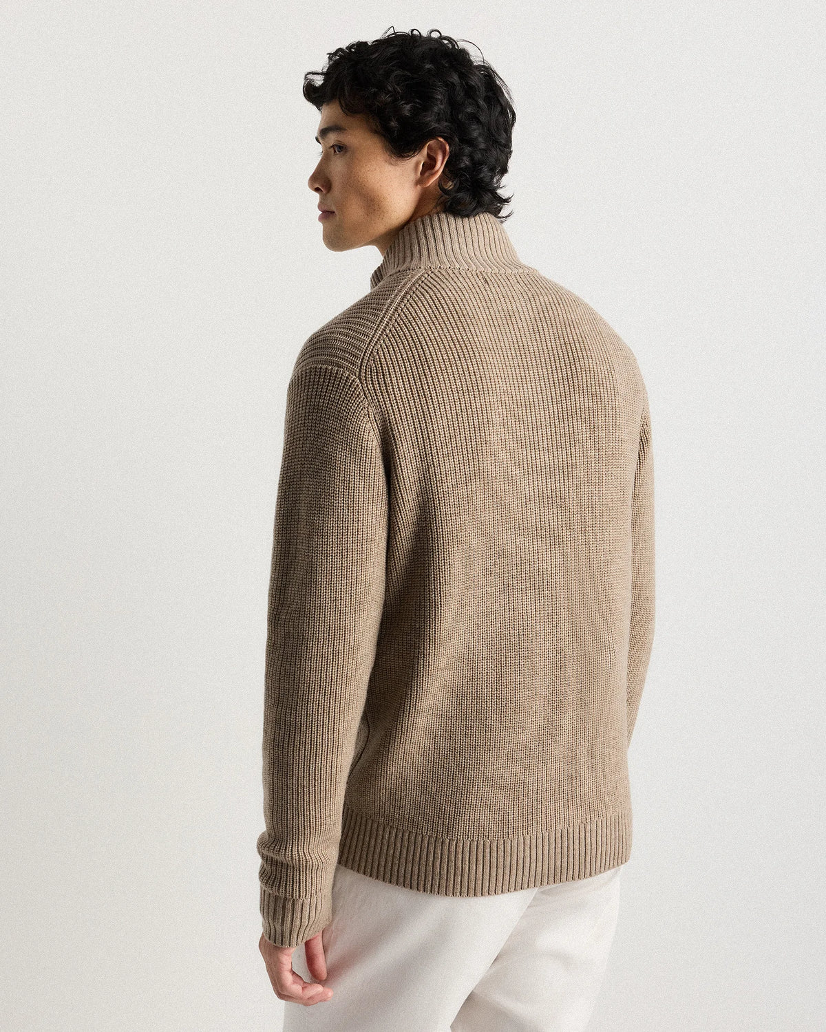 Australian Merino Wool Full Zip Sweater - S / Heather Bone
