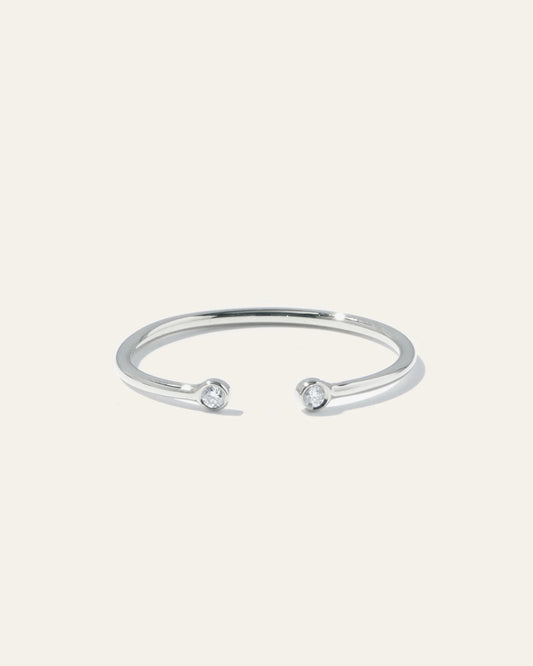 14K Gold Diamond Bezel Open Ring - 4 / White Gold