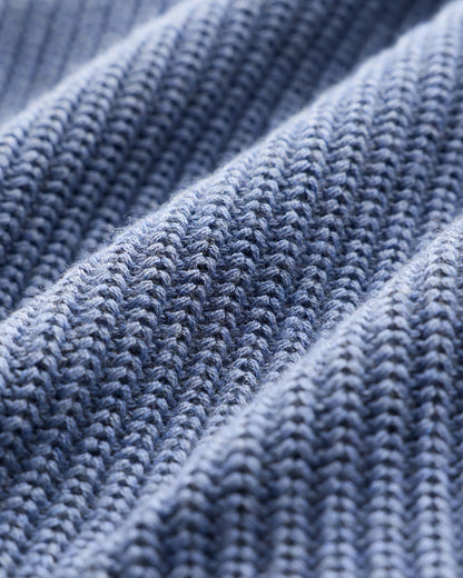 100% Organic Cotton Ribbed Crewneck Sweater - XS / Bahia Blue