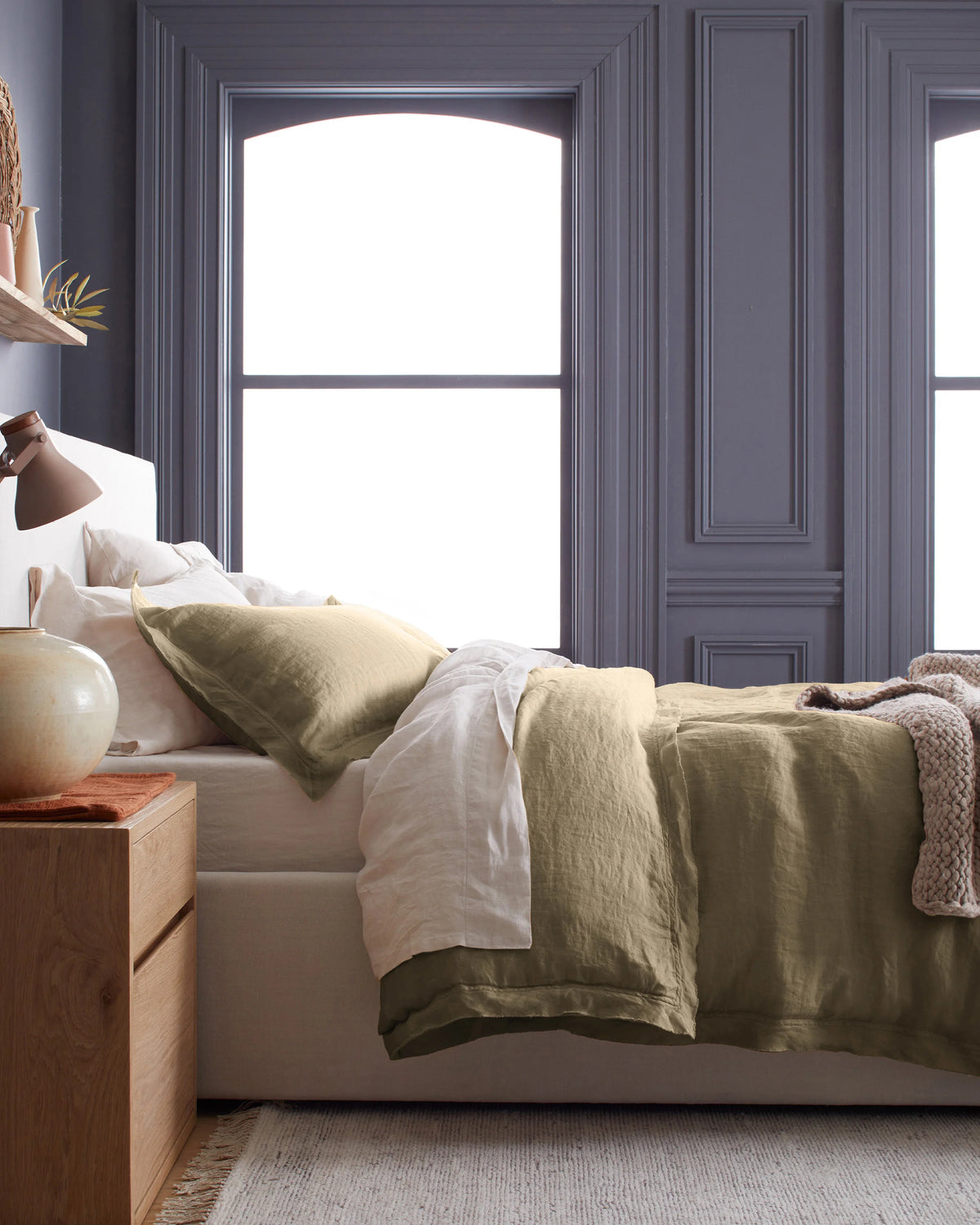 European Linen Double Flange Duvet Cover - Twin / Pine