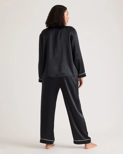 100% Washable Silk Satin Pajama Long Sleeve Top - XS / Toasted Almond