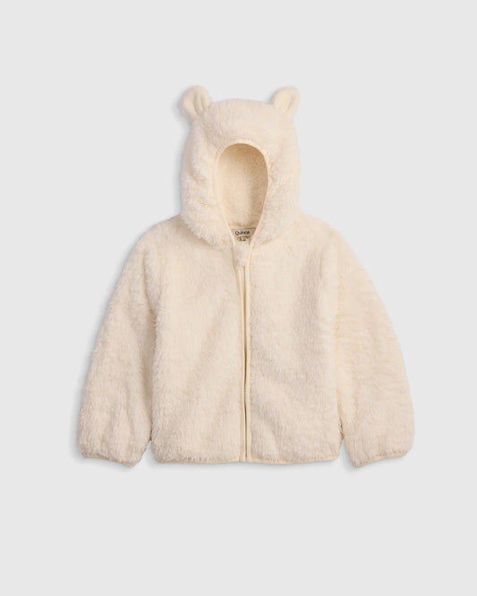 Recycled Sherpa Fleece Bear Hood Jacket - 2T / Ivory