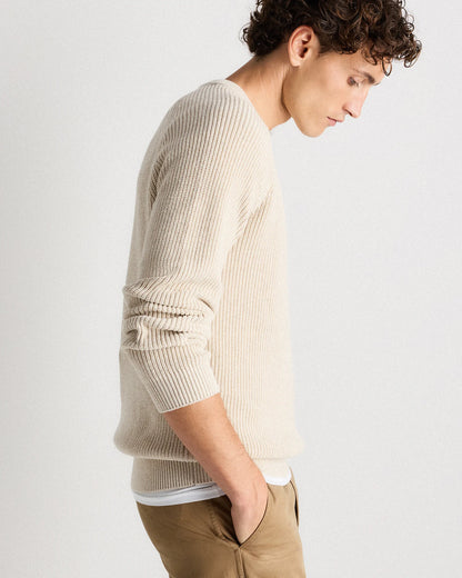 100% Organic Cotton Ribbed Crewneck Sweater - XS / Bahia Blue