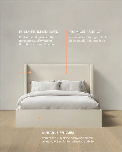 100% Linen Wingback Bed